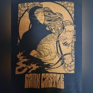 Rare DARK CASTLE Black and Gold Graphic Pullover Hoodie - Doom Metal